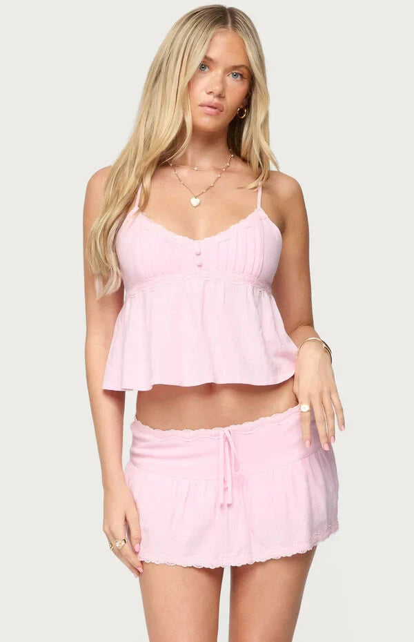 Selene Lacey Pleated Top & Skirt Set