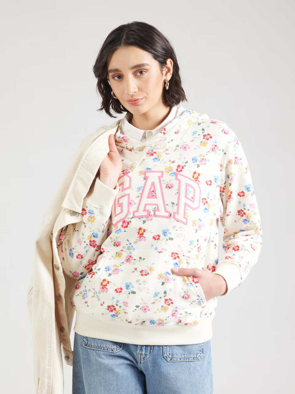 Relaxed Gap Logo Floral Hoodie